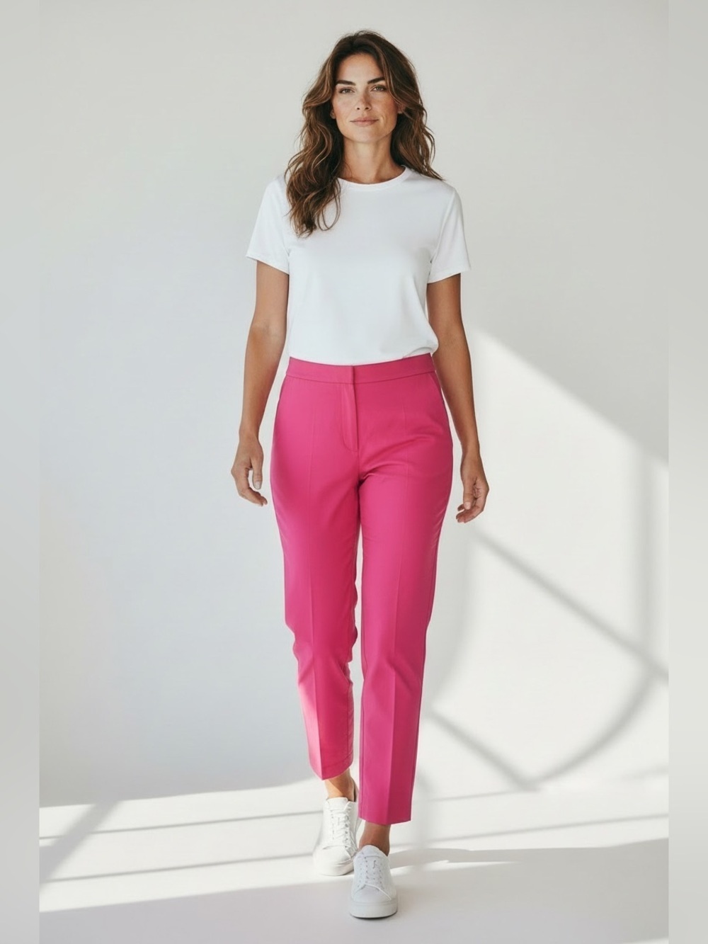 M MISSONI Hot Pink Flat Front Cigarette Cropped Pants Size 10 Designer capris